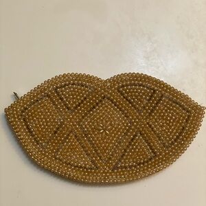 Beaded Lip-Shaped Clutch